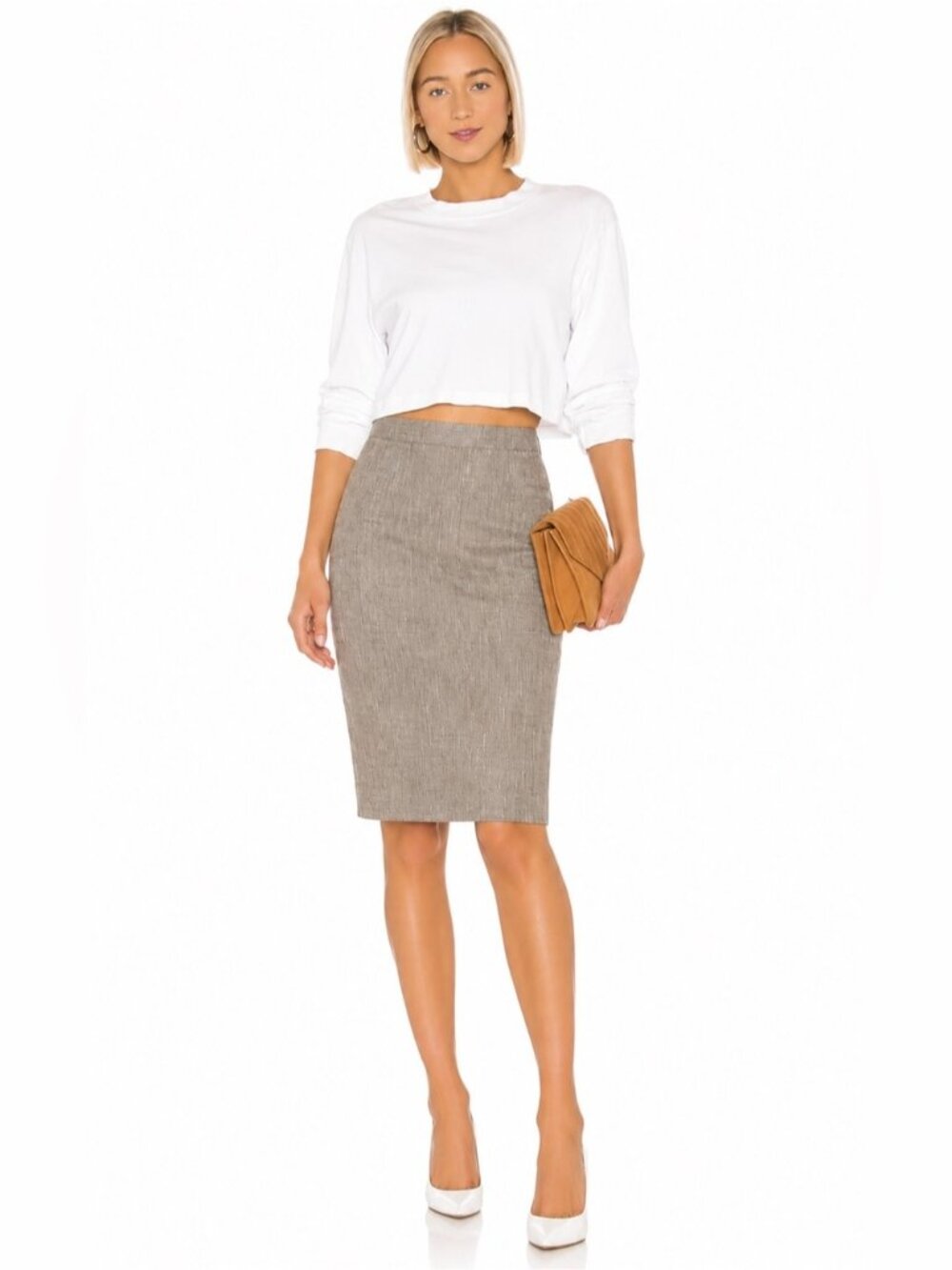 NWT Ross Mayer Made in Canada LinenTailored Taupe Pencil Skirt size 10
